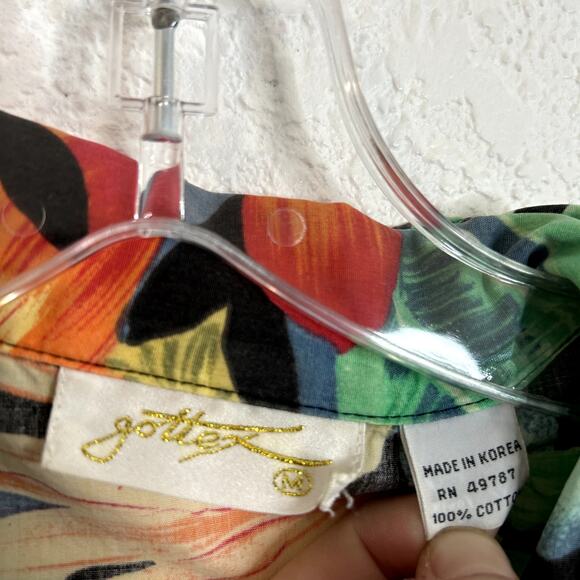 Gottex Vintage Hawaiian Shirt Mens Size Medium Blue Green Yellow Orange Cotton - Picture 3 of 4